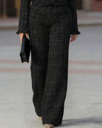 Women's Ruffle-Trim Button-Front Tailored Jacket and High-Waisted Wide-Leg
