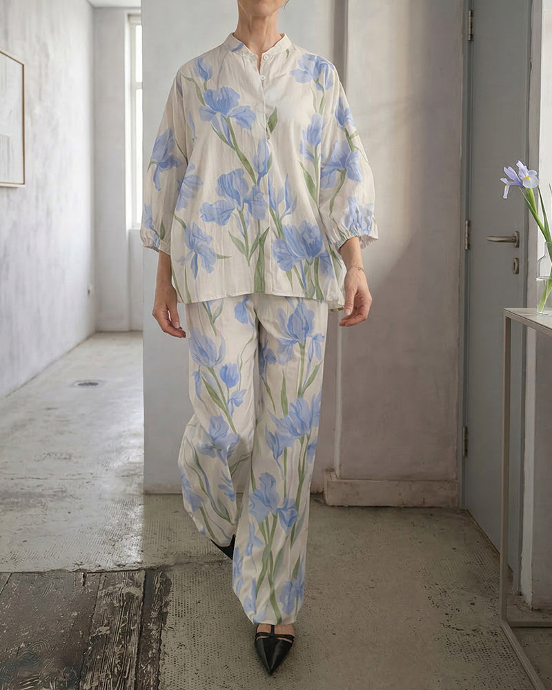 Women's Printed linen-look Blend Two-Piece Summer Set