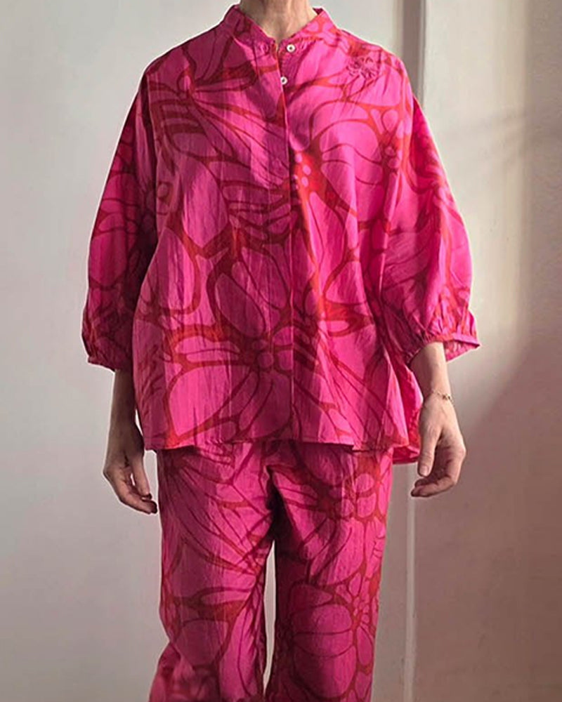 Women's Printed linen-look Blend Two-Piece Summer Set