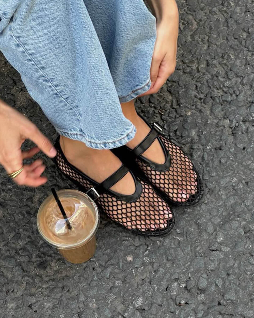Mesh Mary Jane Flats with Strap – Breathable Ballet Flats