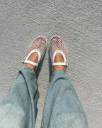 Mesh Mary Jane Flats with Strap – Breathable Ballet Flats