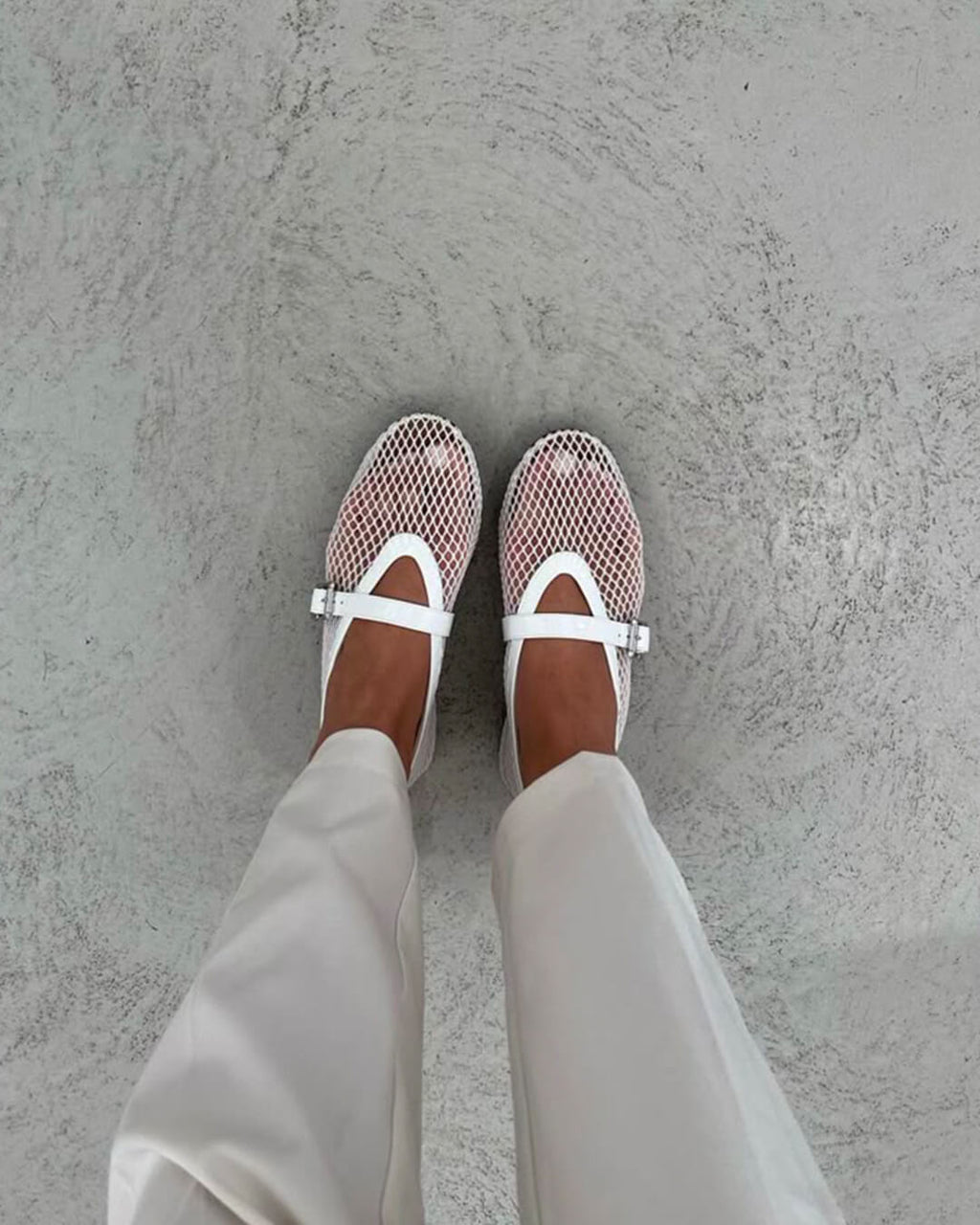 Mesh Mary Jane Flats with Strap – Breathable Ballet Flats