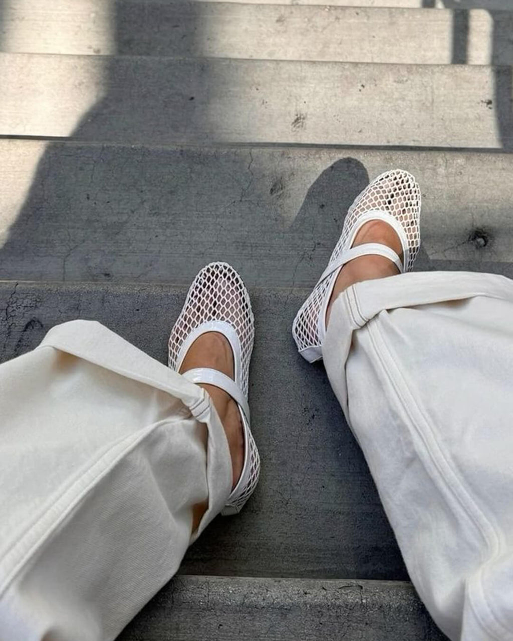 Mesh Mary Jane Flats with Strap – Breathable Ballet Flats