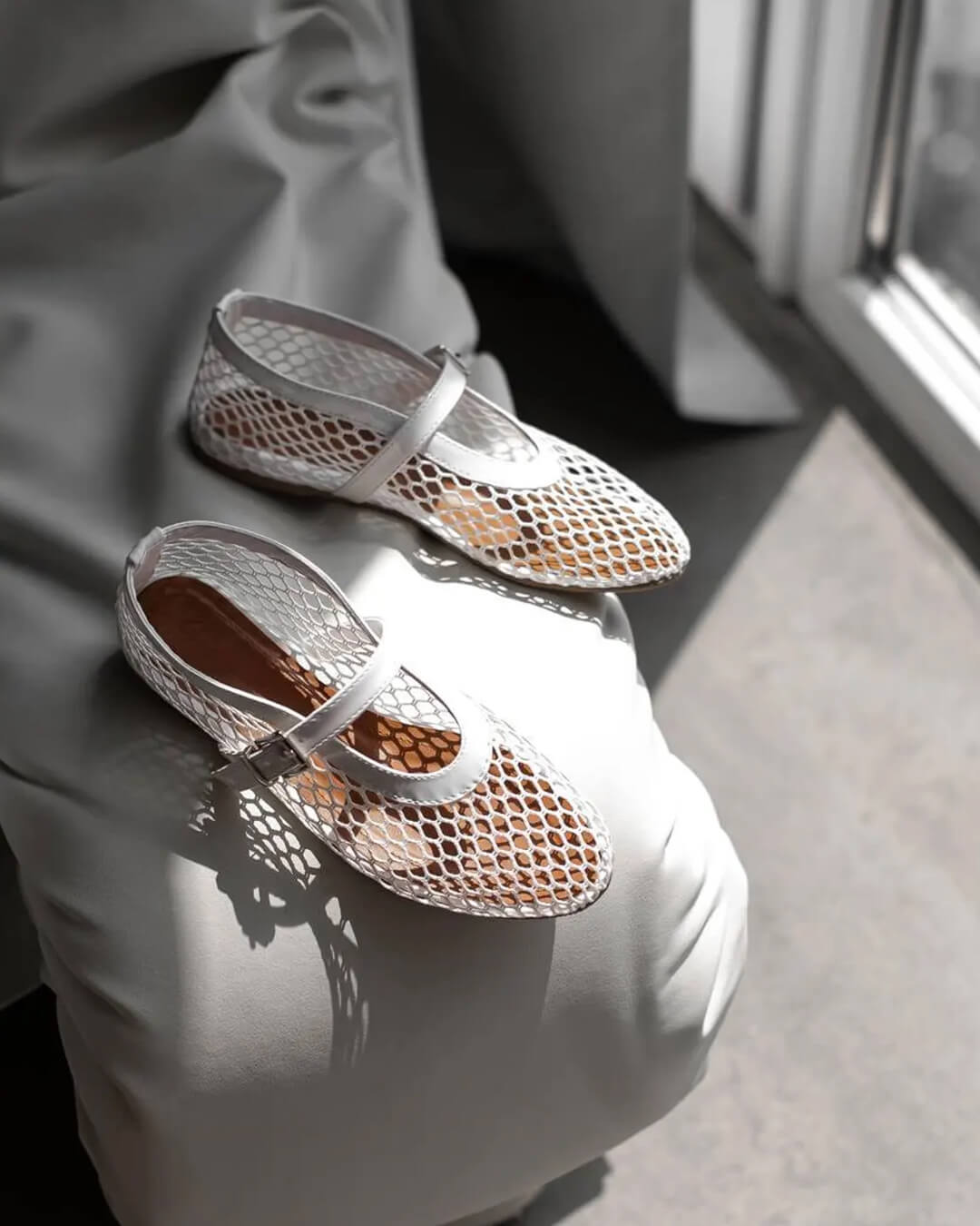 Mesh Mary Jane Flats with Strap – Breathable Ballet Flats