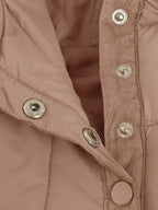Hooded Padded Jacket with Half-Zip and Buttons