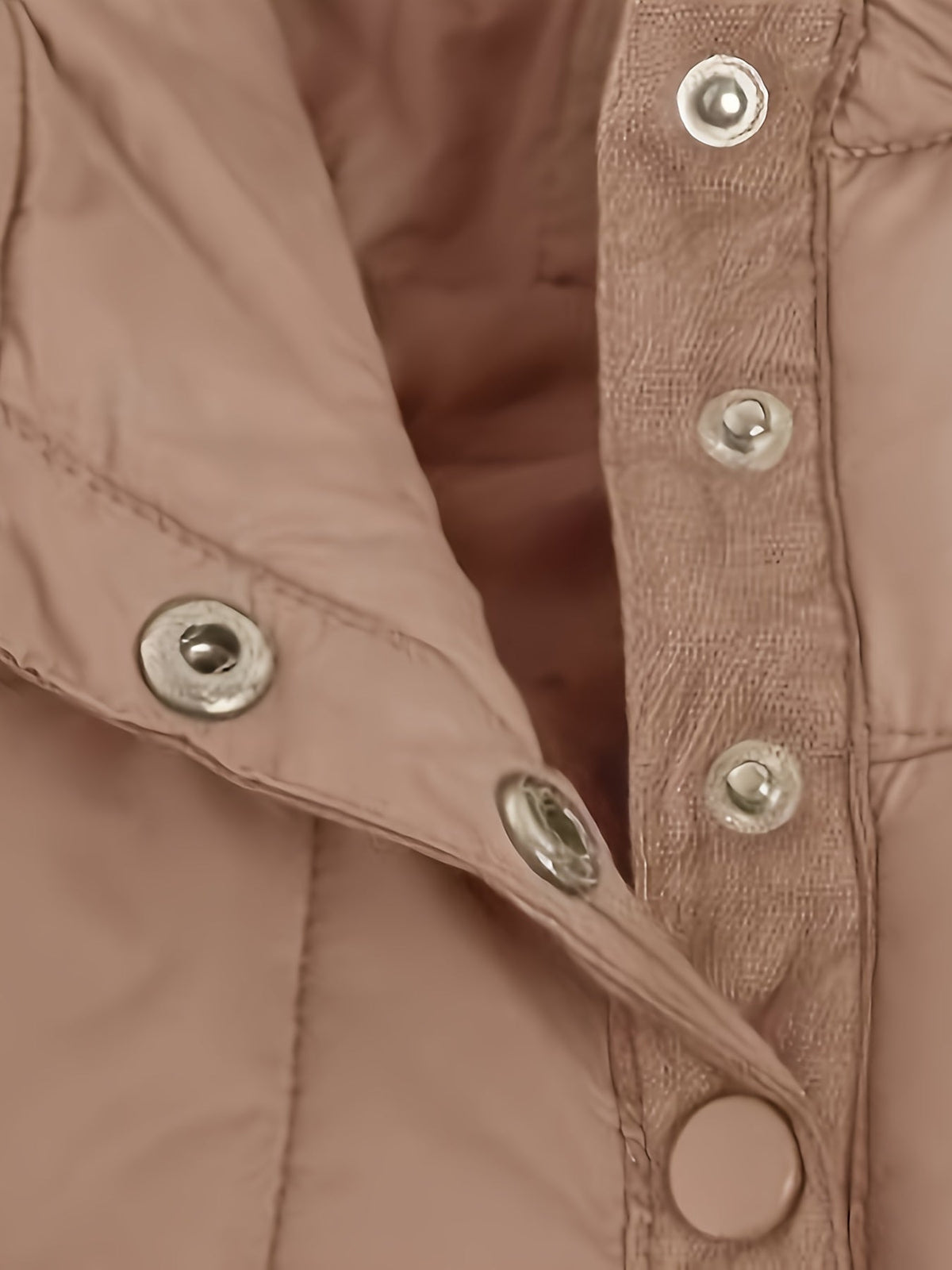 Hooded Padded Jacket with Half-Zip and Buttons