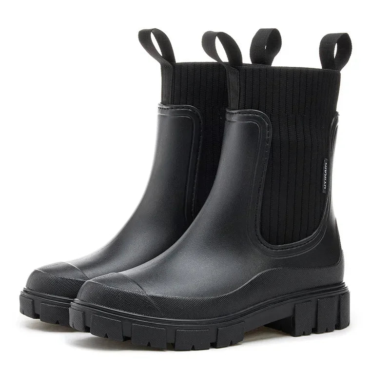 Waterproof Chelsea Rain Boots with Comfort Sole – Women's Wellies