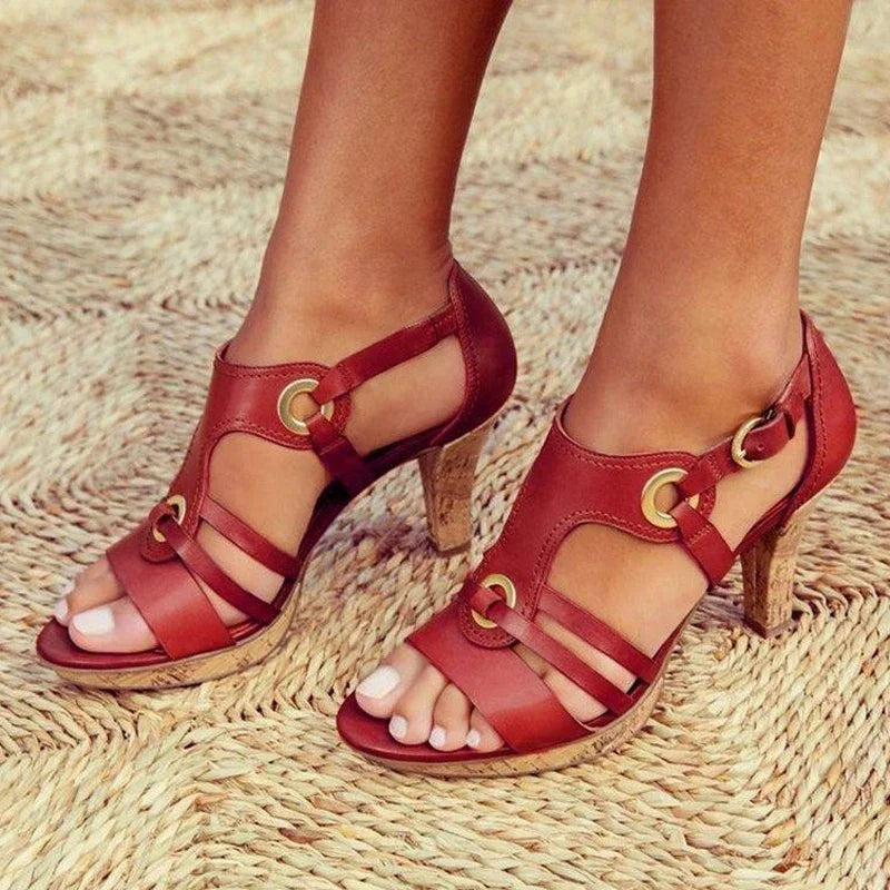 T-Strap Block-Heel Sandals