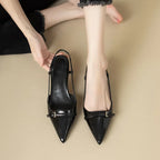 Patent Leather Slingback Sandal – Pointed Mid-Heel | Meave & Ivy