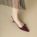 Patent Leather Slingback Sandal – Pointed Mid-Heel | Meave & Ivy