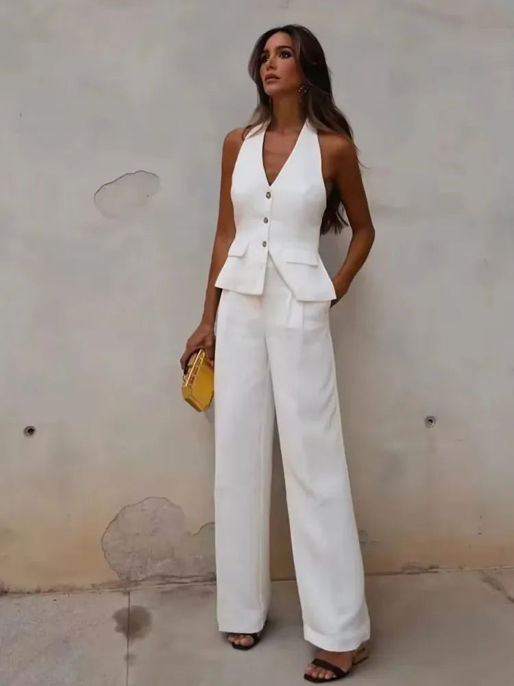Halter Blazer Vest & Trouser Co-Ord Set – Tailored Suit | Meave & Ivy