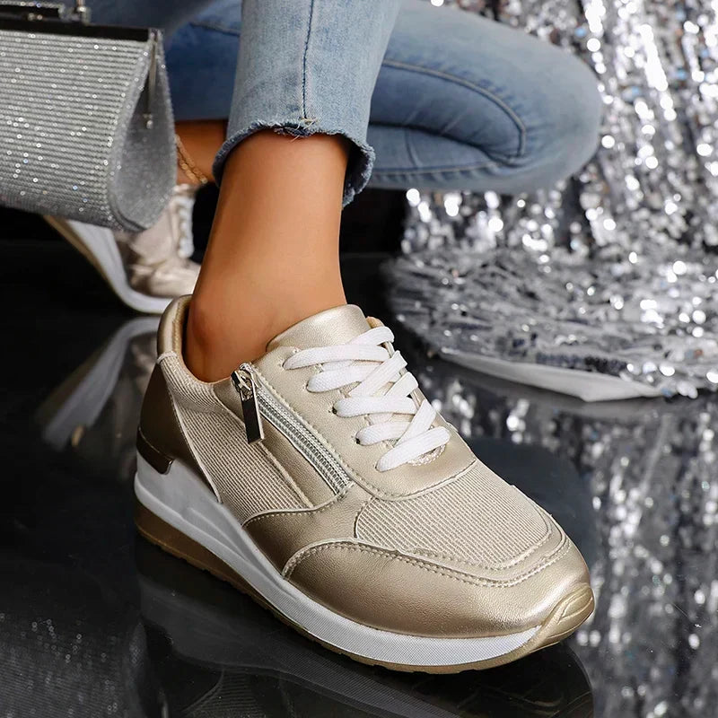 Women's Platform Trainers – Lightweight Everyday Comfort in Gold or Silver