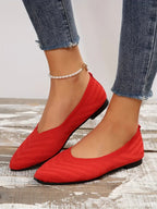Breathable Knit Ballet Flats with Stretch & Comfort Sole – Pointed Toe Flats