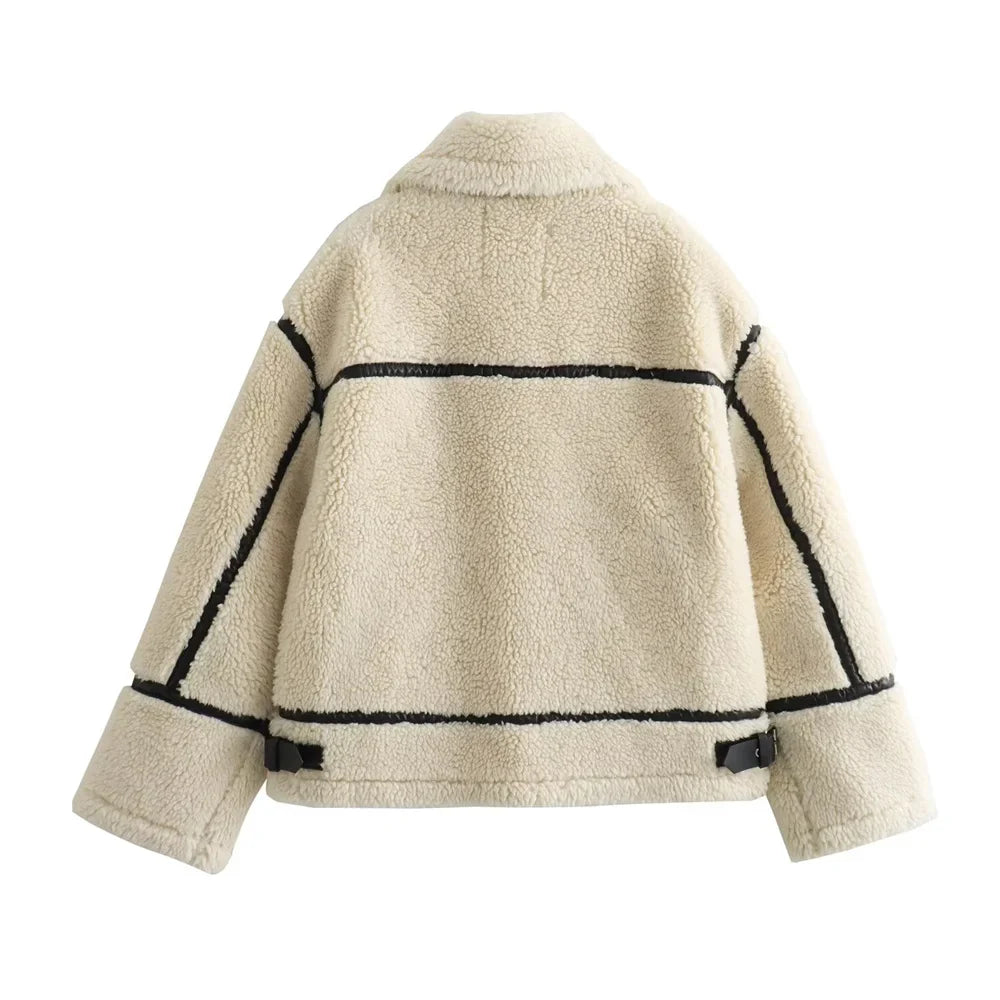 Ivory Faux Fur Moto Jacket – Luxe Statement Outerwear | Meave & Ivy