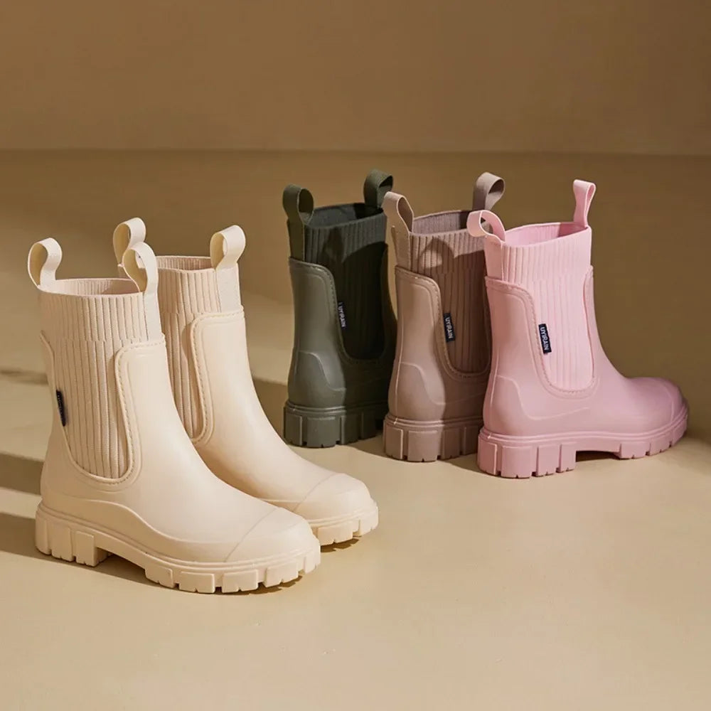 Waterproof Chelsea Rain Boots with Comfort Sole – Women's Wellies