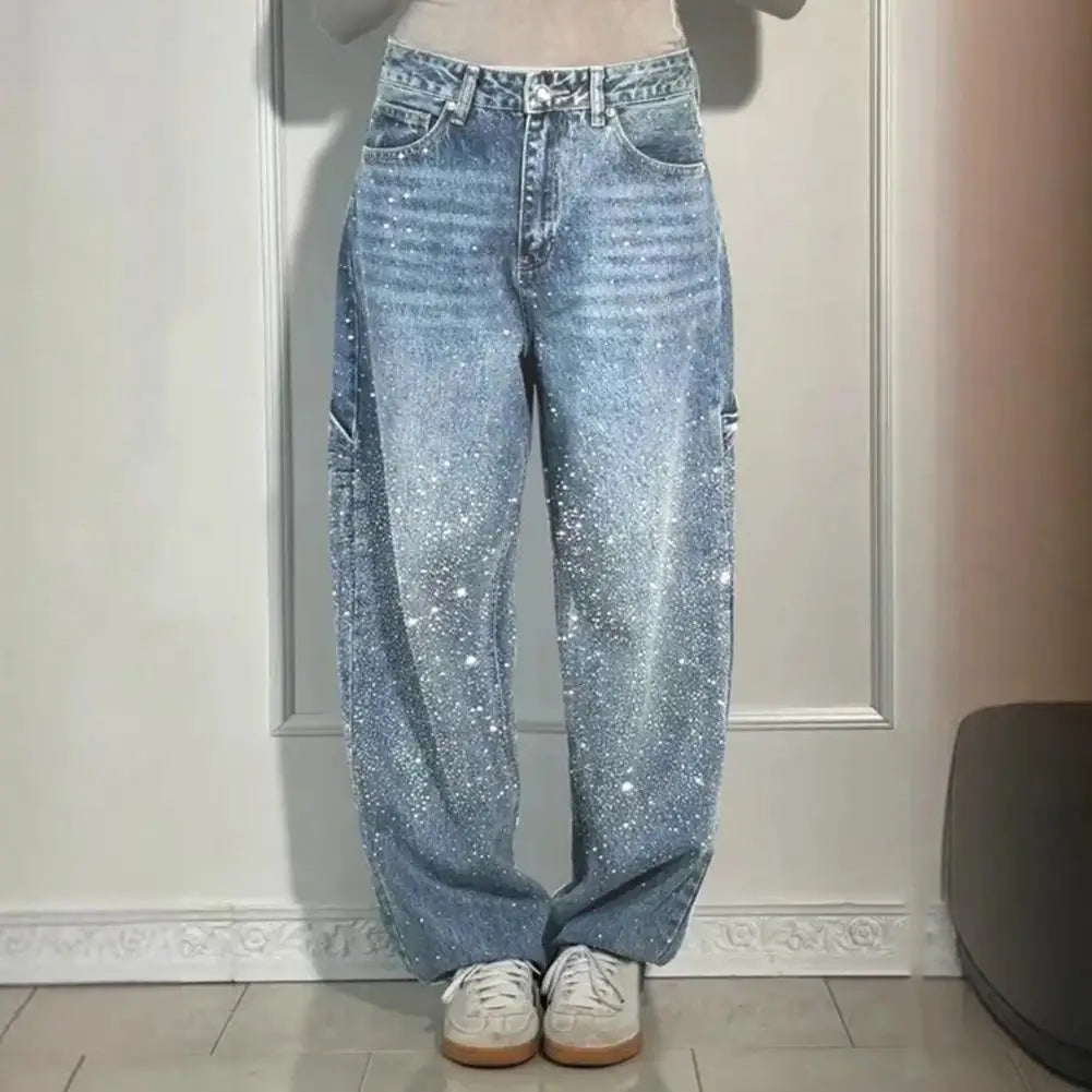 Embellished Wide-Leg Jeans – Sparkling High-Waist Denim | Meave & Ivy