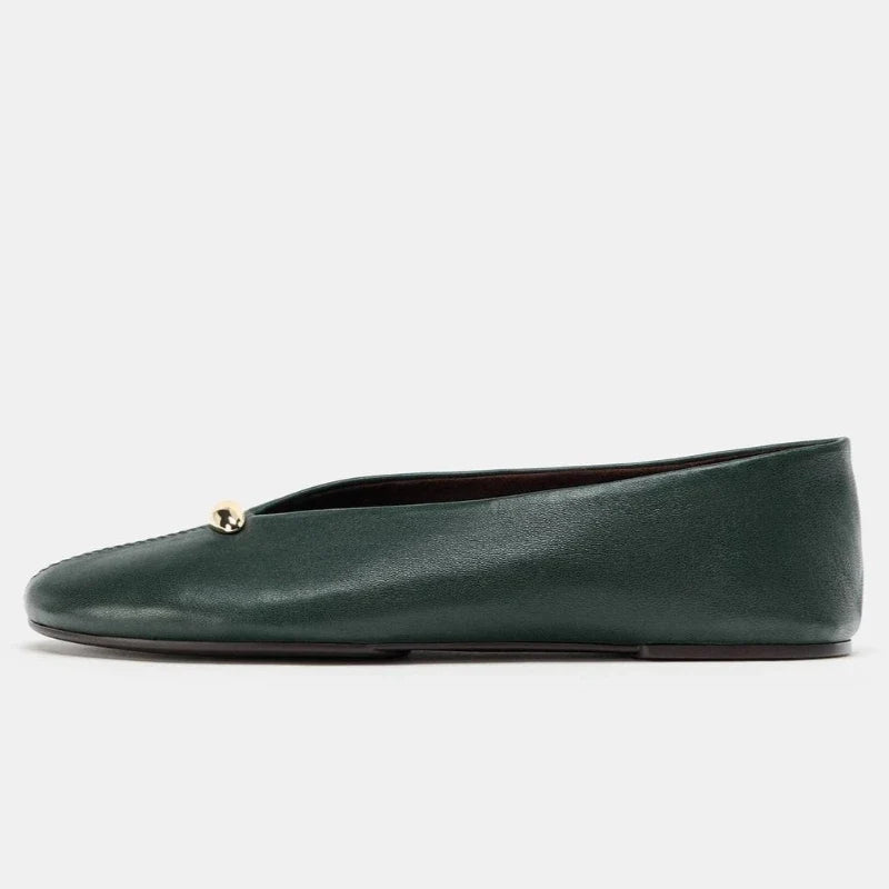 Leather Ballet Loafer – Luxe Metal Buckle Flat Shoe | Meave & Ivy