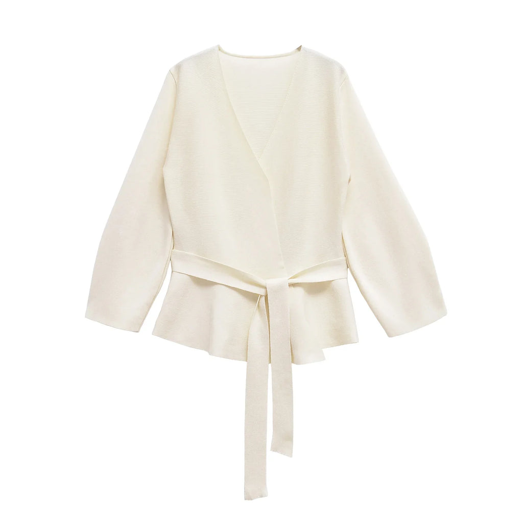Shoulder-Pad Knit Blazer – Sculptural Belted Statement Jacket | Meave & Ivy