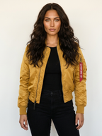 Satin Bomber Jacket – Women's Classic MA-1 Zip-Up Jacket with Utility Pocket