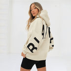 Oversized Hoodie with Letter Print – Women's Longline Comfy Hoodie