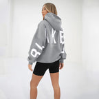 Oversized Hoodie with Letter Print – Women's Longline Comfy Hoodie