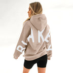 Oversized Hoodie with Letter Print – Women's Longline Comfy Hoodie