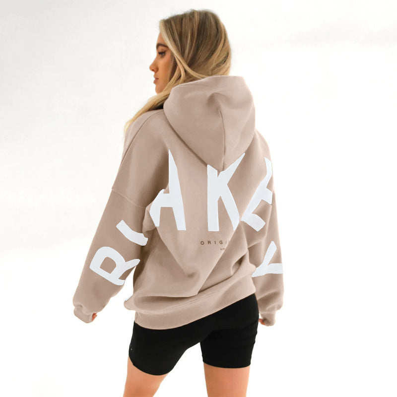 Oversized Hoodie with Letter Print – Women's Longline Comfy Hoodie