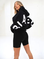 Oversized Hoodie with Letter Print – Women's Longline Comfy Hoodie