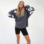 Oversized Hoodie with Letter Print – Women's Longline Comfy Hoodie