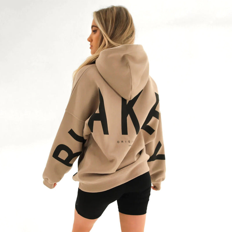 Oversized Hoodie with Letter Print – Women's Longline Comfy Hoodie