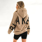 Oversized Hoodie with Letter Print – Women's Longline Comfy Hoodie