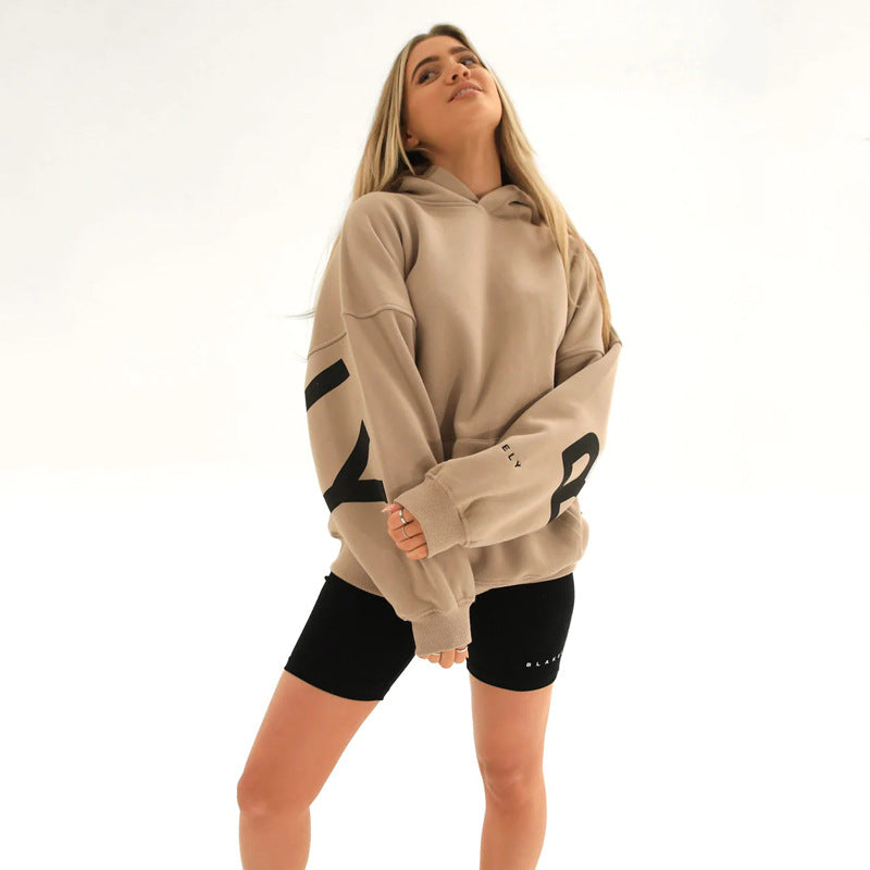 Oversized Hoodie with Letter Print – Women's Longline Comfy Hoodie