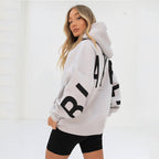 Oversized Hoodie with Letter Print – Women's Longline Comfy Hoodie