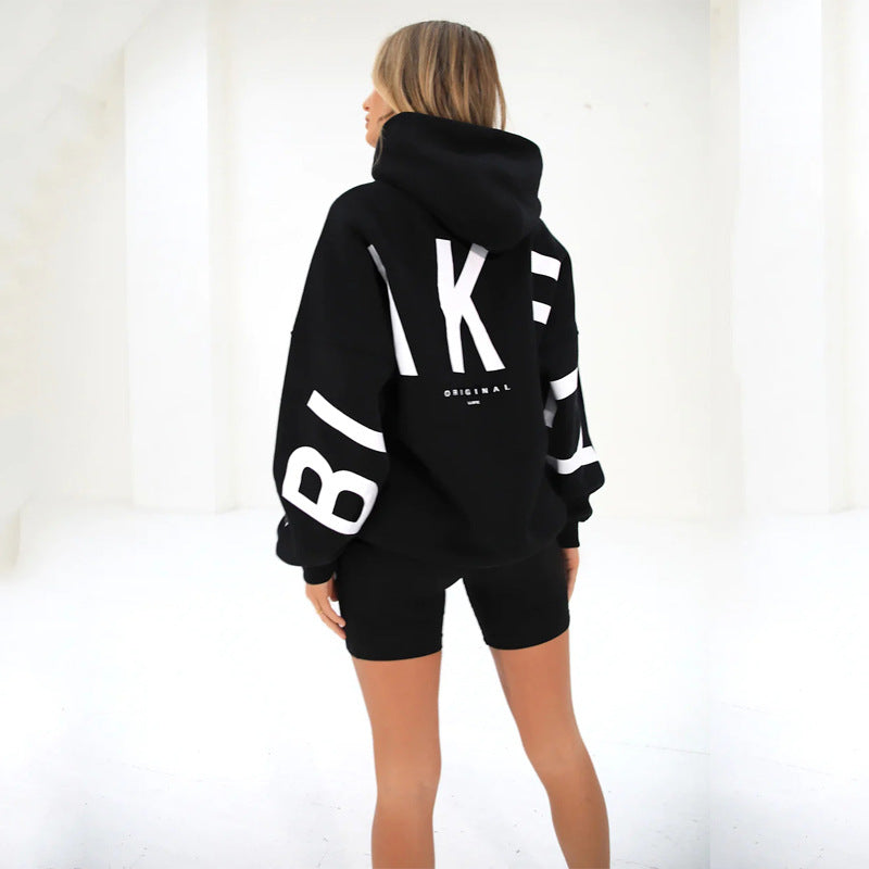 Oversized Hoodie with Letter Print – Women's Longline Comfy Hoodie