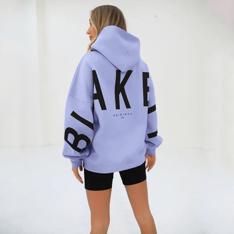 Oversized Hoodie with Letter Print – Women's Longline Comfy Hoodie