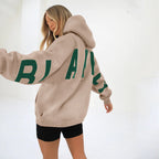 Oversized Hoodie with Letter Print – Women's Longline Comfy Hoodie