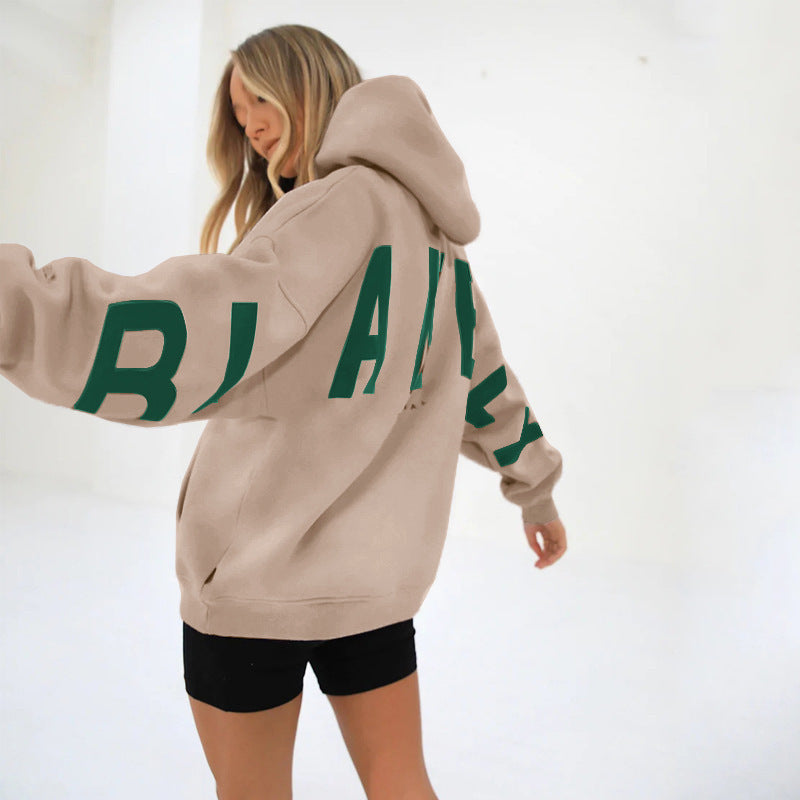 Oversized Hoodie with Letter Print – Women's Longline Comfy Hoodie