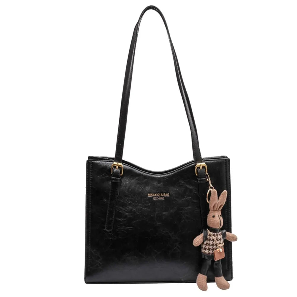 Women's Tote Bag with Bunny Charm – Spacious Everyday Shoulder Bag