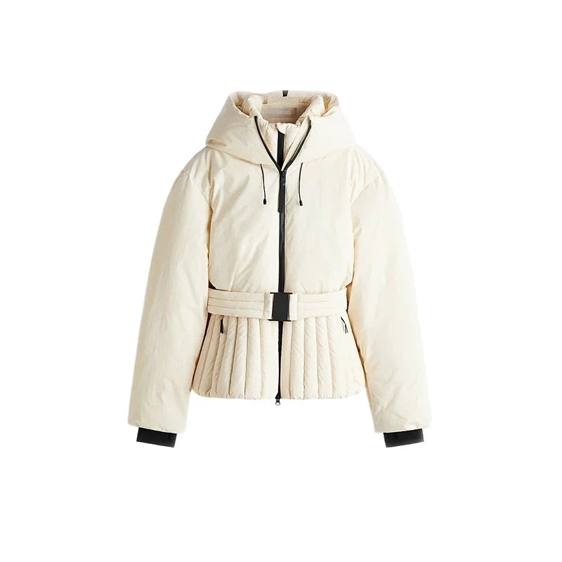 Women's Ski Jacket with Detachable Hood – Water-Repellent Fitted Snow Jacket