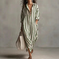 Striped Maxi Dress with Relaxed Fit – Vertical Stripe Summer Dress