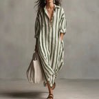 Striped Maxi Dress with Relaxed Fit – Vertical Stripe Summer Dress