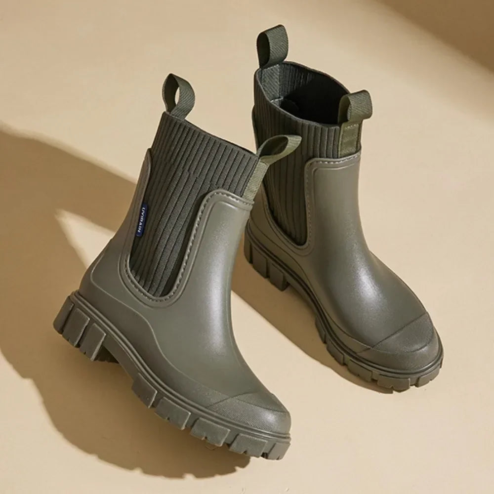 Waterproof Chelsea Rain Boots with Comfort Sole – Women's Wellies