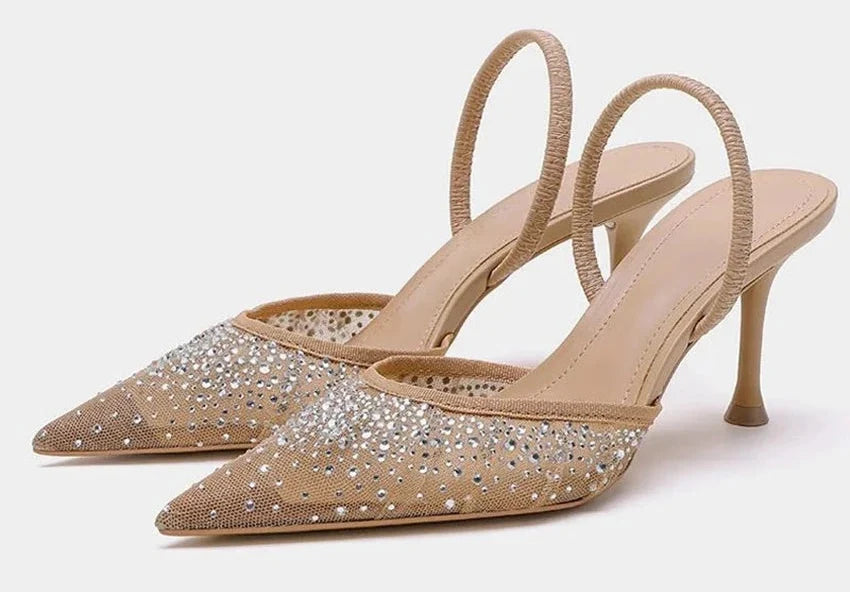 Rhinestone Mesh Slingback Heel – Sparkling Party Pump | Meave & Ivy