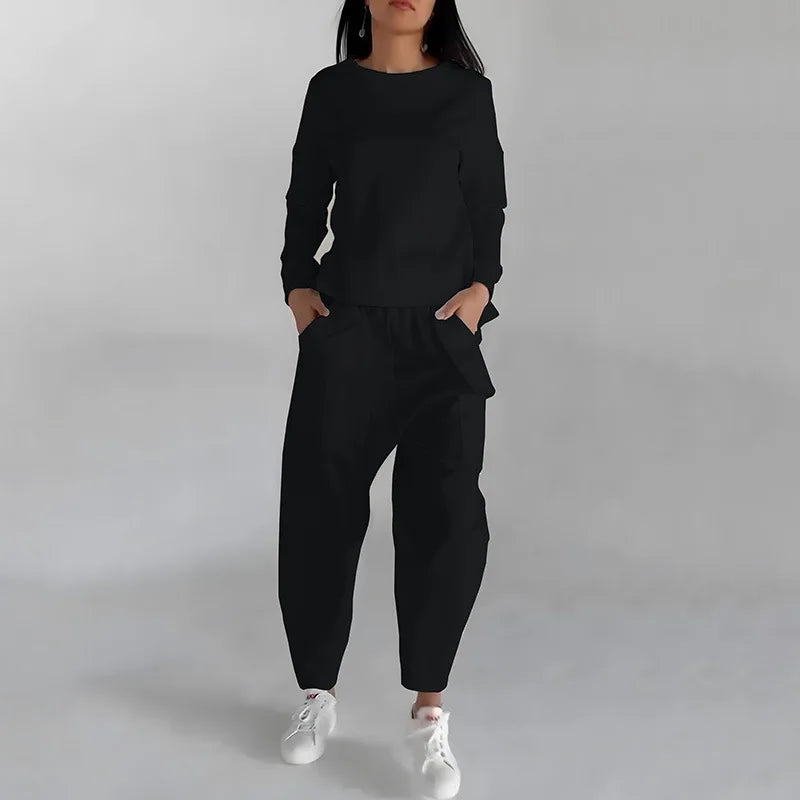 Women's Crew-Neck Sweatshirt and Cargo Jogger Set