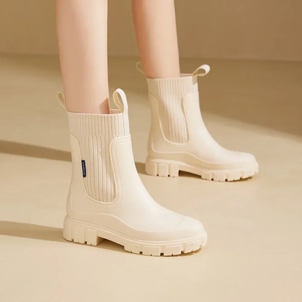 Waterproof Chelsea Rain Boots with Comfort Sole – Women's Wellies