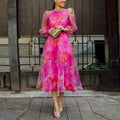 Women's Puff Sleeve Formal Wedding Guest Midi Dress | Meave & Ivy
