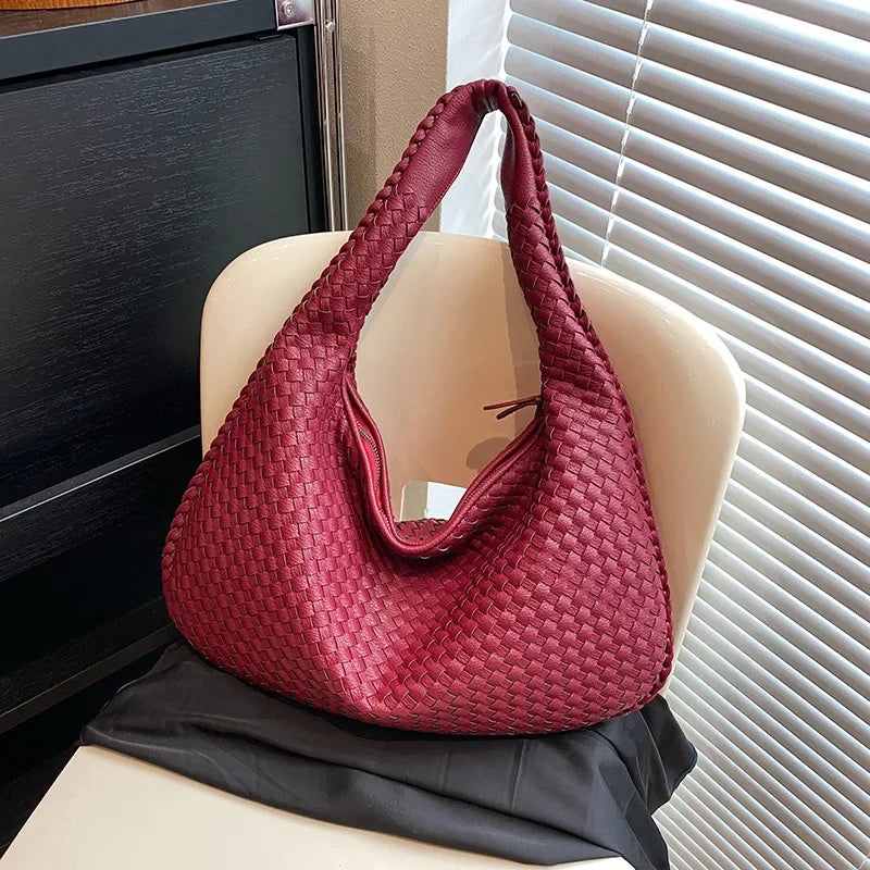 Woven Shoulder Bag with Luxe Braided Design – Textured Handbag