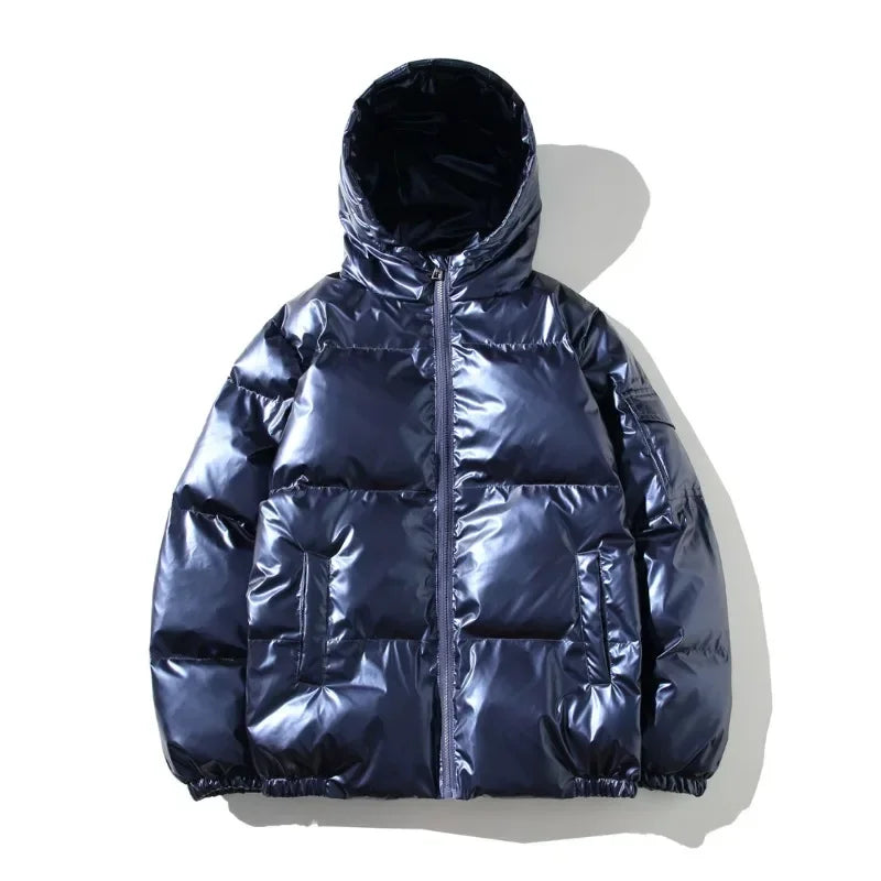 Women's High-Shine Puffer Winter Jacket – Quilted Zip-Up Insulated