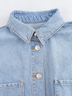 Denim Utility Playsuit with Chest Pockets – Women's Short Boilersuit