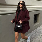Burgundy Tailored Blazer - Single-Breasted